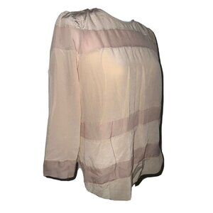 ELIZABETH And James Silk Blouse Peach Beige Color Open Back Size Small (N)